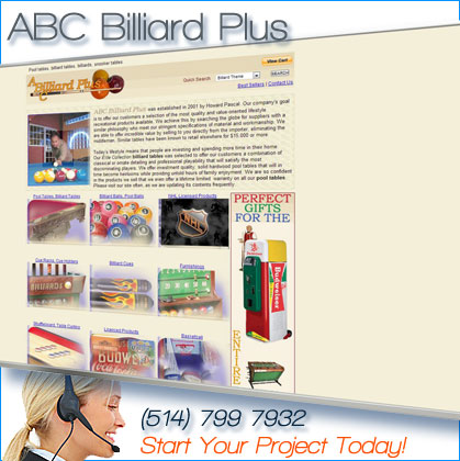 website designed for abc billiard plus