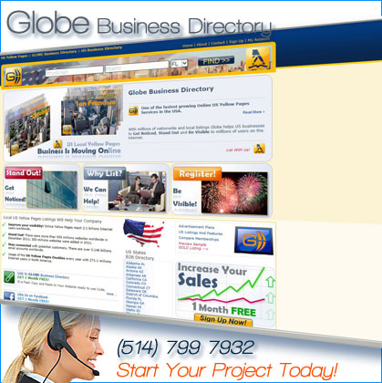 website designed for globe business directory
